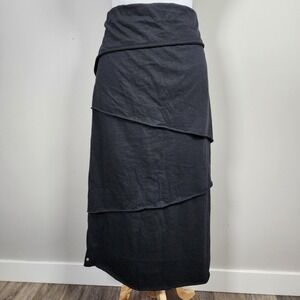 Neon Buddha Black Skirt Womens Large Midi Witchy Gothic Whimsigoth Layered Event